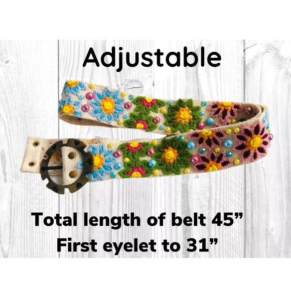 New Handmade Belt Flowers Embroidered - Picture 3 of 3